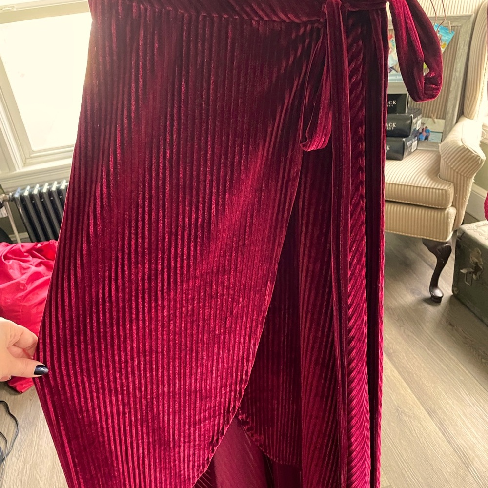 Baltic Born Jada Mulberry Ribbed Velvet Wrap Dress